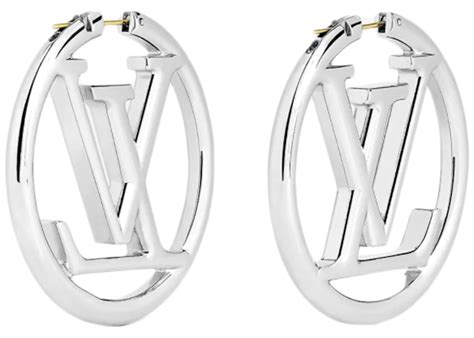 louis vuitton louise hoop earrings silver|louis vuitton lv hoop earrings.